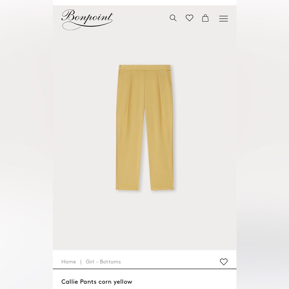 Brand new Corn yellow Bonpoint pants size 6 girls (Callie)